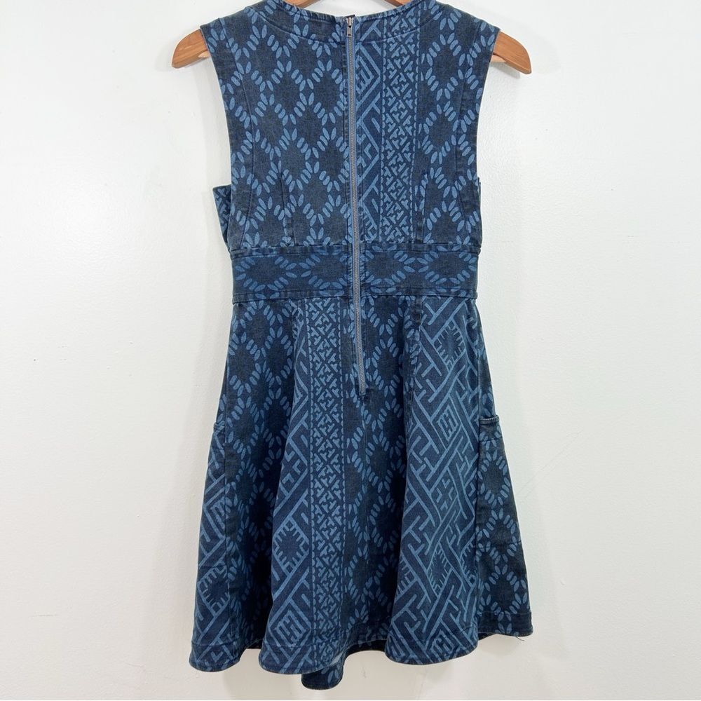 Anthropologie Plenty by Tracy Reese Blue Diamond Denim Dress Size 2 Preppy Boho - Picture 4 of 15